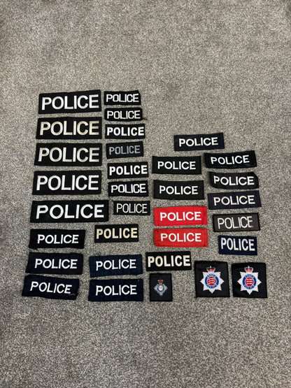 32x Genuine Ex Police Patches Job Lot Bundle Collector Film / TV Uniform Display