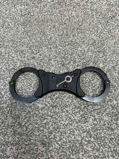Ex Police Black Hiatt Rigid Handcuffs Genuine Cuff With Key Security Collectable