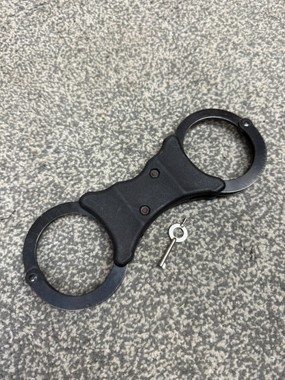 Ex Police Black Hiatt Rigid Handcuffs Genuine Cuff With Key Security Collectable