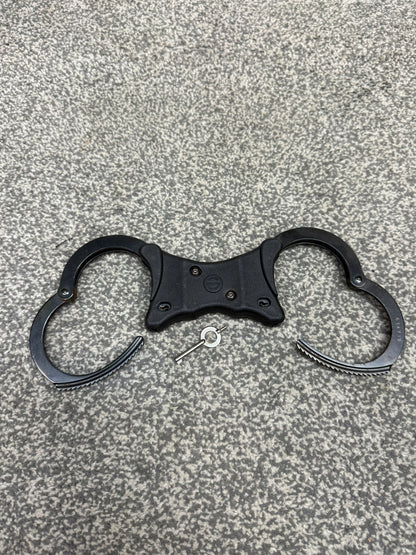 Ex Police Black Hiatt Rigid Handcuffs Genuine Cuff With Key Security Collectable