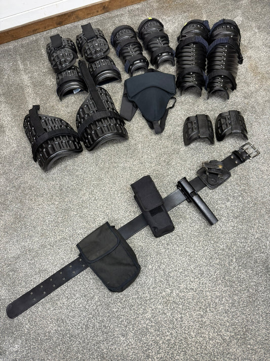 Ex Police Riot Guard Set & Leather Belt Security Dog Handler Paintball Airsoft