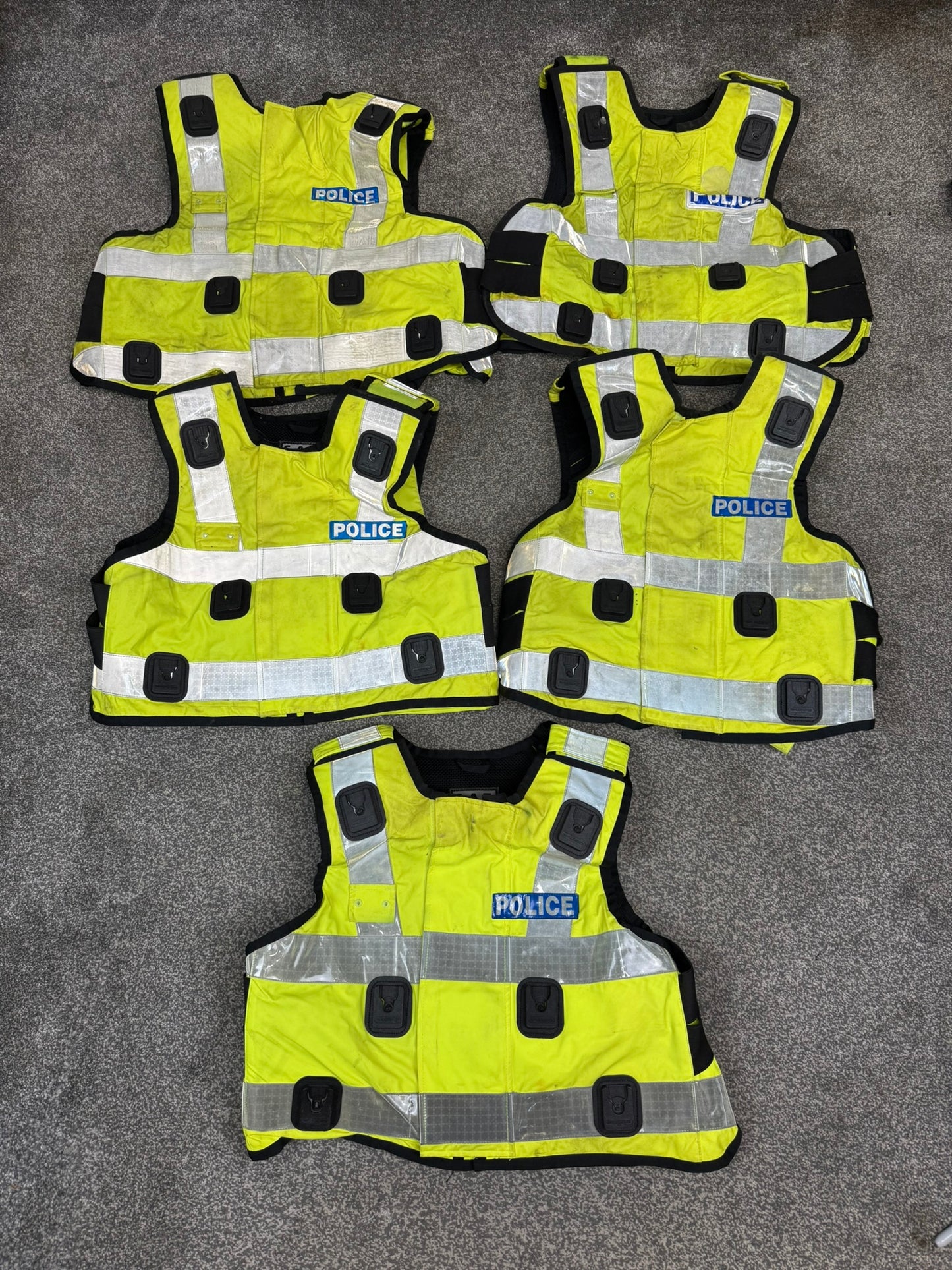 5x Ex Police SAT Sioen Hi Vis Body Armour Cover JOB LOT - Badged