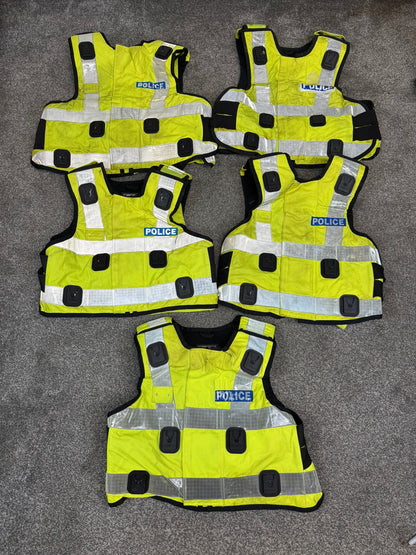5x Ex Police SAT Sioen Hi Vis Body Armour Cover JOB LOT - Badged