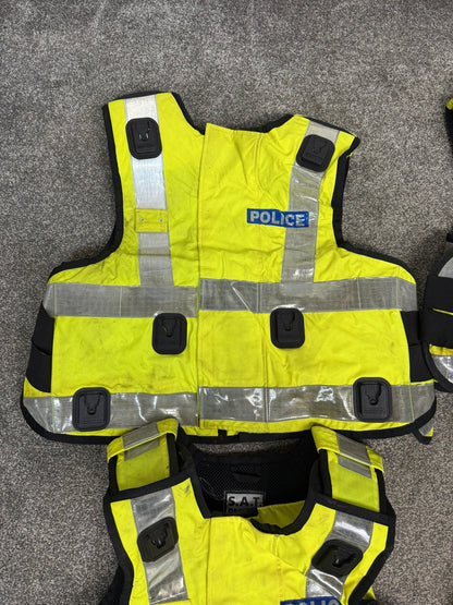 5x Ex Police SAT Sioen Hi Vis Body Armour Cover JOB LOT - Badged