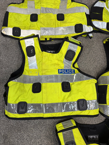 5x Ex Police SAT Sioen Hi Vis Body Armour Cover JOB LOT - Badged