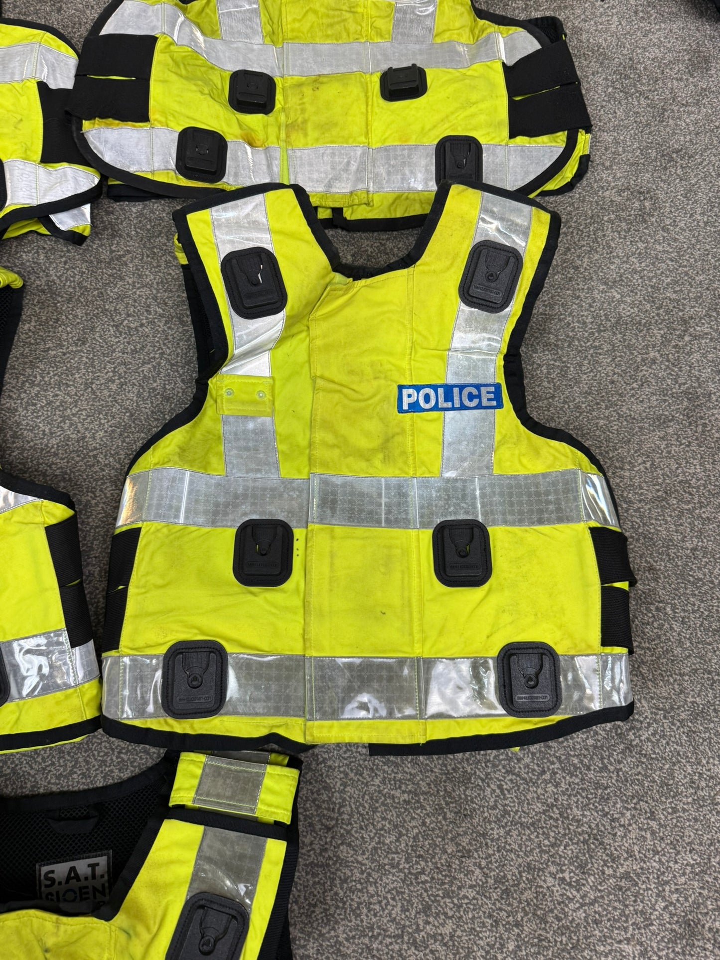 5x Ex Police SAT Sioen Hi Vis Body Armour Cover JOB LOT - Badged
