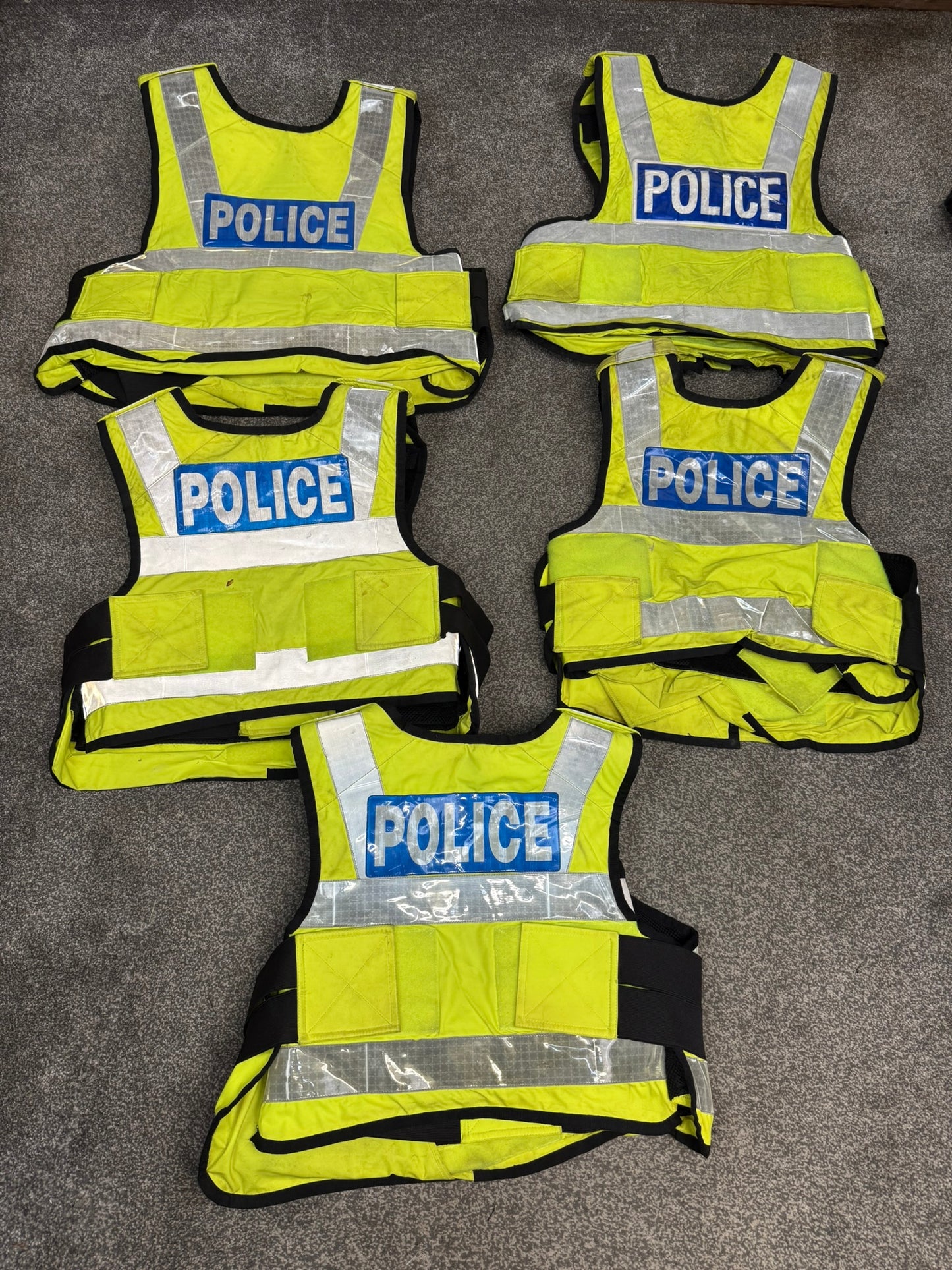 5x Ex Police SAT Sioen Hi Vis Body Armour Cover JOB LOT - Badged