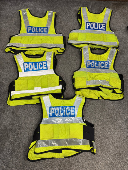 5x Ex Police SAT Sioen Hi Vis Body Armour Cover JOB LOT - Badged