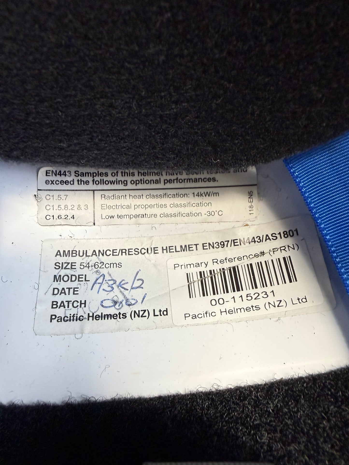 Ex Police Rescue Helmet Kevlar Pacific Helmets Collector Display TV / Film