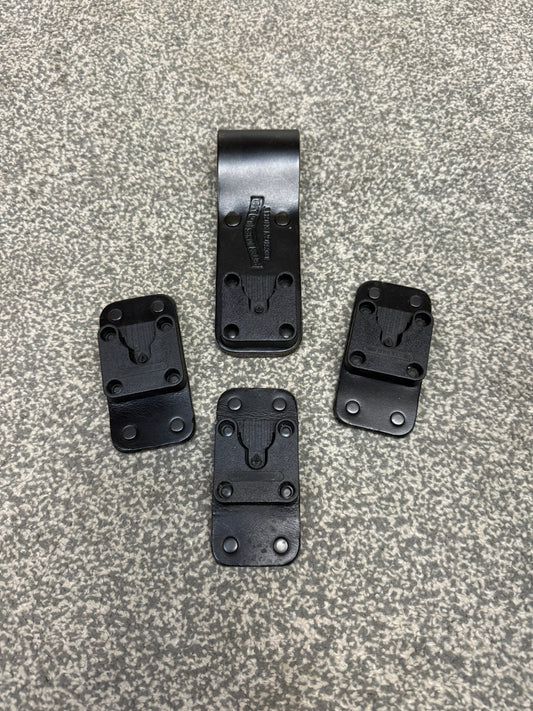 4x Ex Police Klickfast Leather Belt Loop Job Lot Paramedic Security Radio Clip