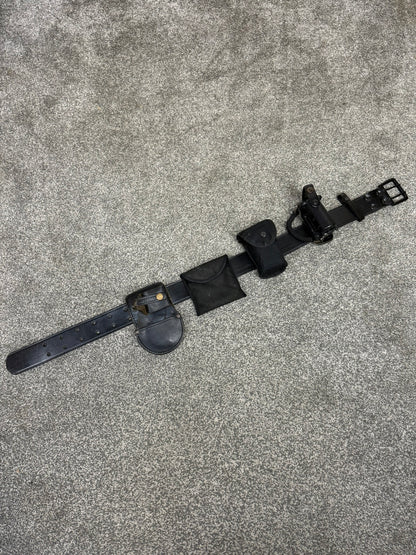 Ex Police Leather Duty Belt & Pouches SMALL Fast Strap Security Equipment Belt