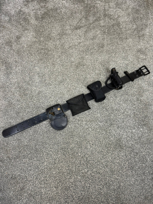 Ex Police Leather Duty Belt & Pouches SMALL Fast Strap Security Equipment Belt