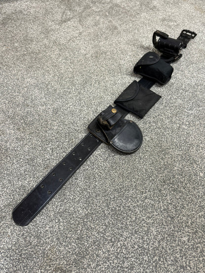 Ex Police Leather Duty Belt & Pouches SMALL Fast Strap Security Equipment Belt
