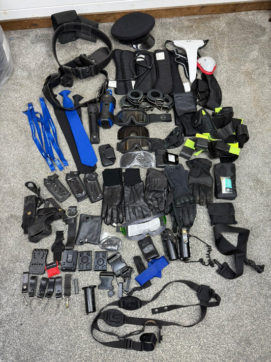 Ex Police Accessory Job Lot Belts Pouches Gloves Cap Goggles Security Lot