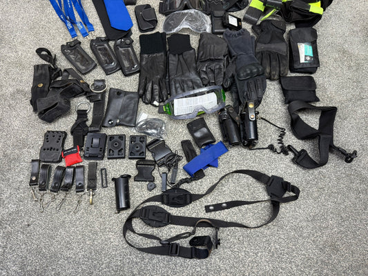 Ex Police Accessory Job Lot Belts Pouches Gloves Cap Goggles Security Lot