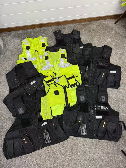 8x Ex Police Utility Tac Vest Job Lot Black & Hi-Vis Security Equipment Patrol
