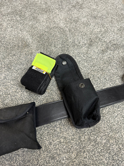 Ex Police Leather Duty Belt & Pouches SMALL Fast Strap Security Equipment Belt