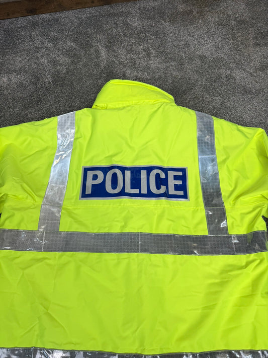 Ex Police Hi Vis Waterproof Jacket Coat With Liner Film TV Uniform Prop - Badged