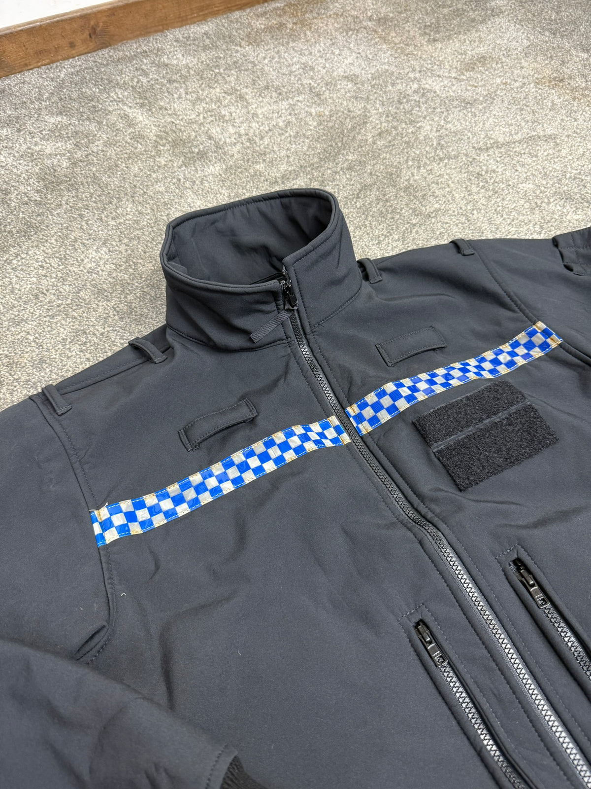 Police Guard Shell Ex Police Black Soft Shell Fleece Jacket Security Patrol TV Film Model ...