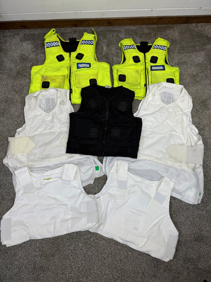 7x Ex Police Body Armour Cover Vest Job Lot Overt & Covert Security Film TV