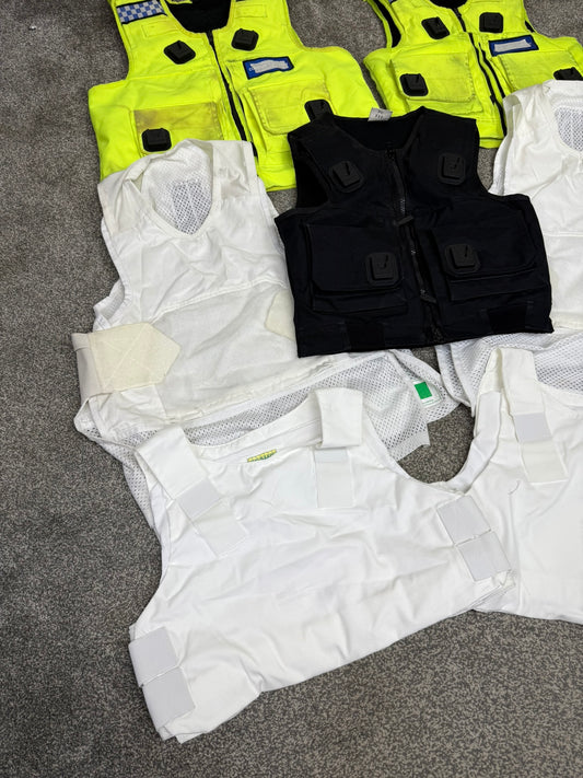 7x Ex Police Body Armour Cover Vest Job Lot Overt & Covert Security Film TV