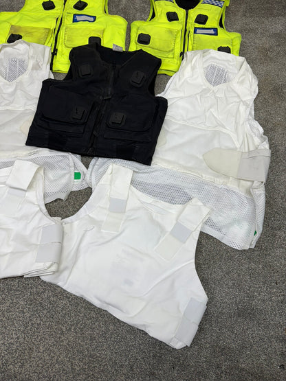 7x Ex Police Body Armour Cover Vest Job Lot Overt & Covert Security Film TV