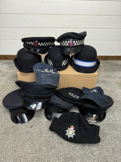 Ex Police Peak Cap Bowler Hat Cap Job Lot Theatre Headwear Uniform Film Prop Lot