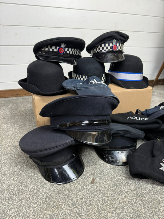Ex Police Peak Cap Bowler Hat Cap Job Lot Theatre Headwear Uniform Film Prop Lot