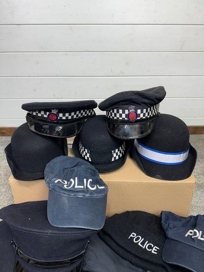 Ex Police Peak Cap Bowler Hat Cap Job Lot Theatre Headwear Uniform Film Prop Lot