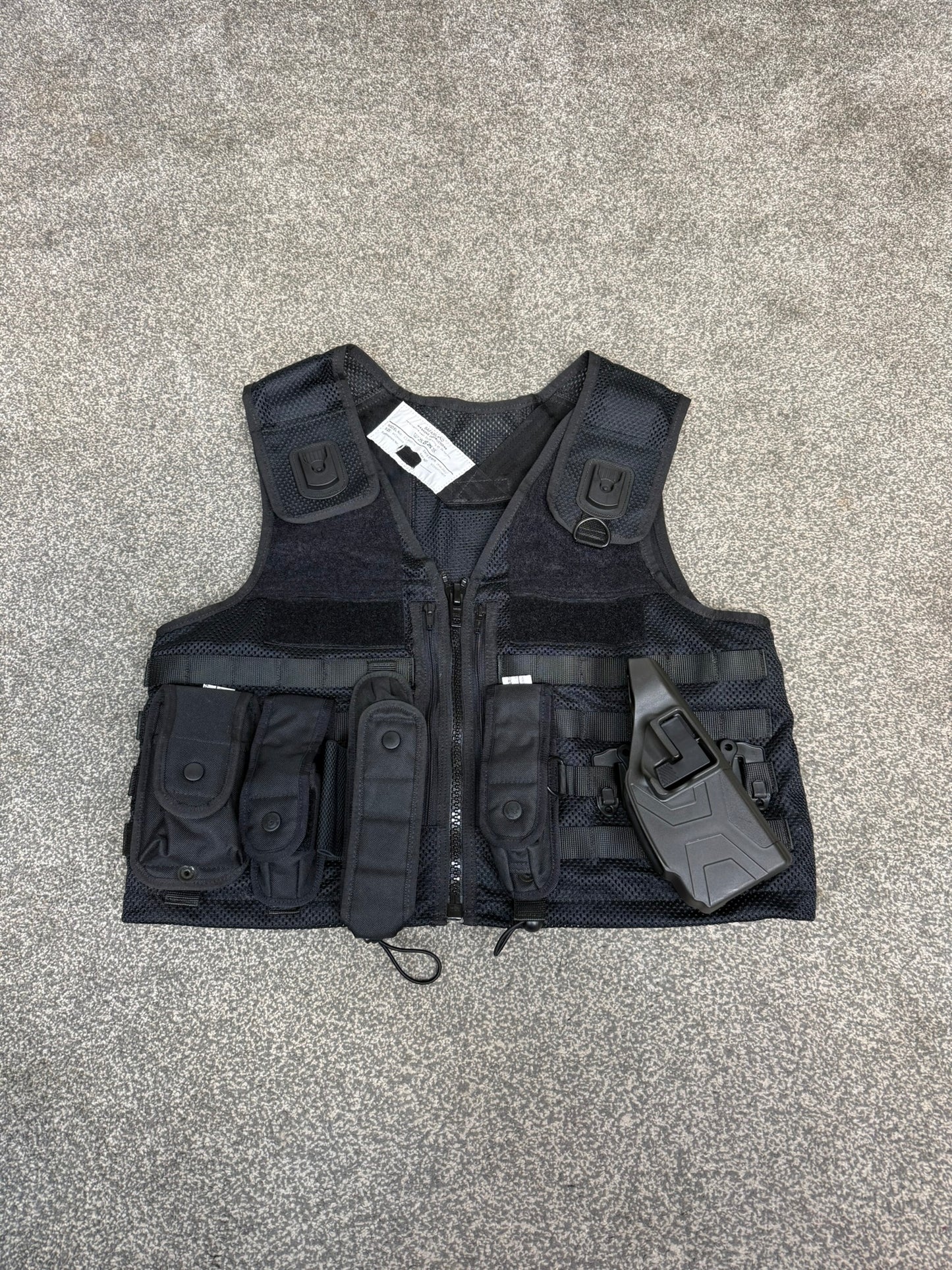 Safariland Black Molle Vest Taser Holster & Pouches Tactical Security Vest - Medium