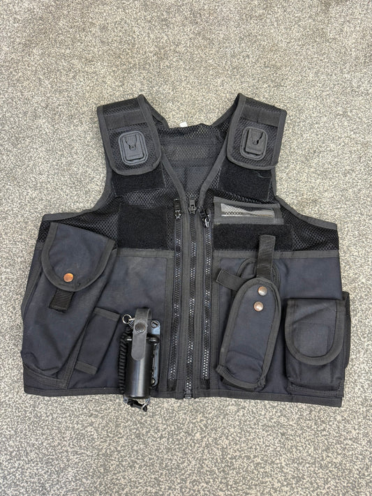 Ex Police Black Arktis Tactical Utility Vest & Pouches Security Airsoft - Small