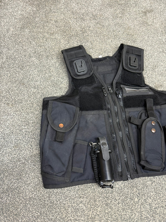 Ex Police Black Arktis Tactical Utility Vest & Pouches Security Airsoft - Small