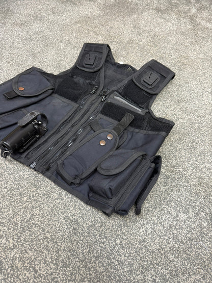 Ex Police Black Arktis Tactical Utility Vest & Pouches Security Airsoft - Small