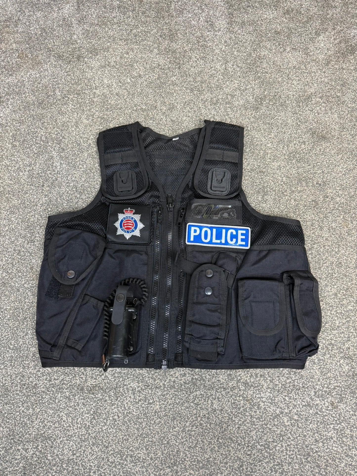 Ex Essex Police Black Arktis Tactical Utility Vest & Pouches Security Airsoft - Small