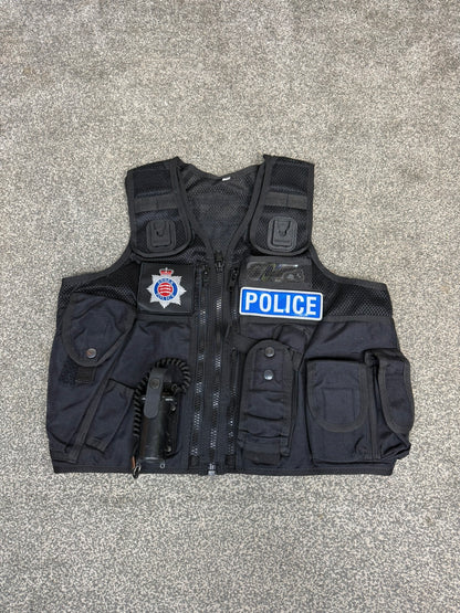 Ex Essex Police Black Arktis Tactical Utility Vest & Pouches Security Airsoft - Small