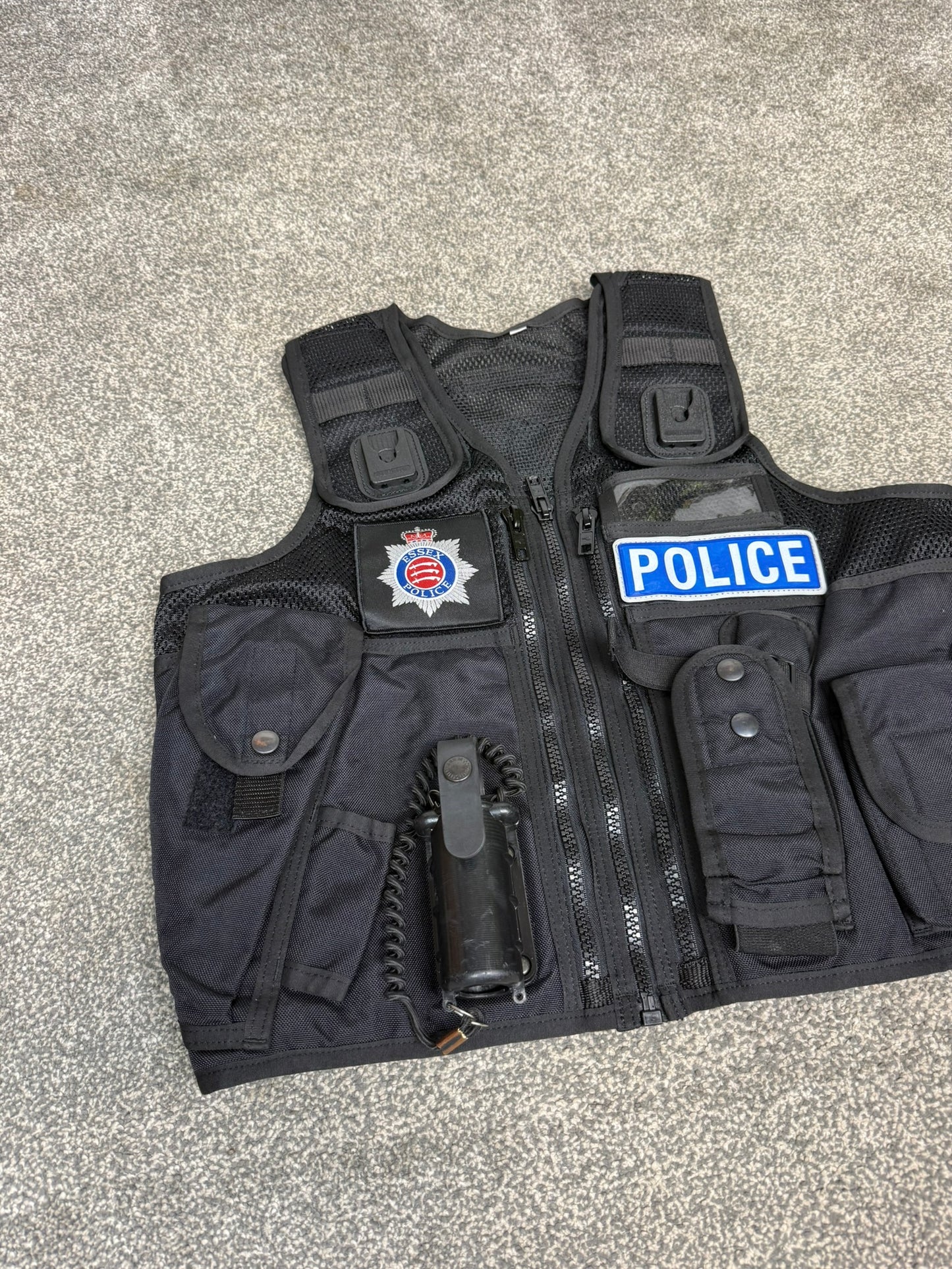 Ex Essex Police Black Arktis Tactical Utility Vest & Pouches Security Airsoft - Small