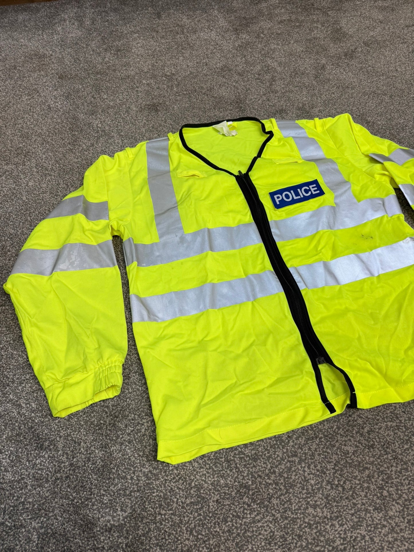 Ex Police Hi Vis Lightweight Long Sleeve Vest BADGED Hook & Loop
