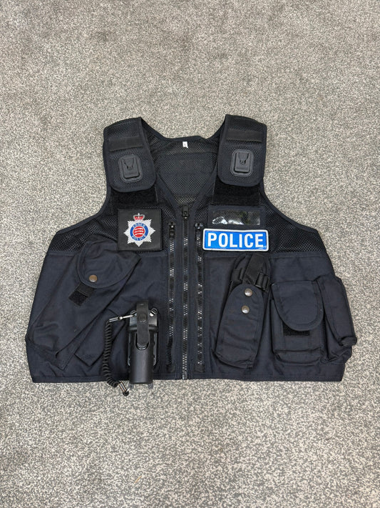 Ex Essex Police Black Arktis Tactical Utility Vest & Pouches Security Airsoft - Large