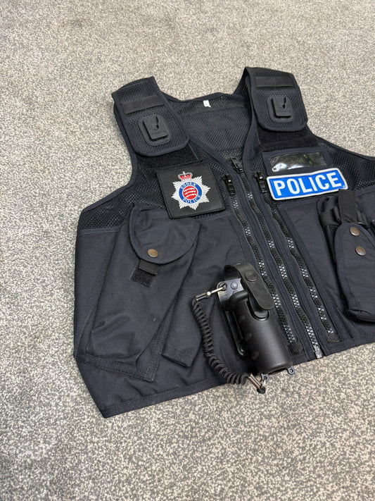 Ex Essex Police Black Arktis Tactical Utility Vest & Pouches Security Airsoft - Large