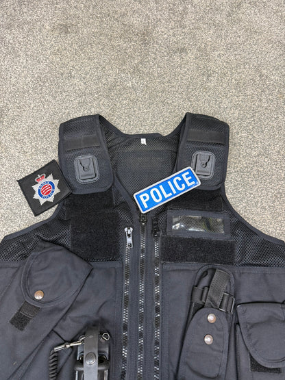 Ex Essex Police Black Arktis Tactical Utility Vest & Pouches Security Airsoft - Large