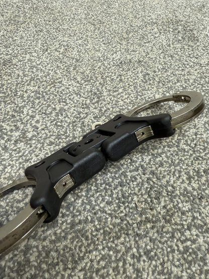 Ex Police Folding Hiatt Handcuffs Hinged Cuffs & Key Security Collectable