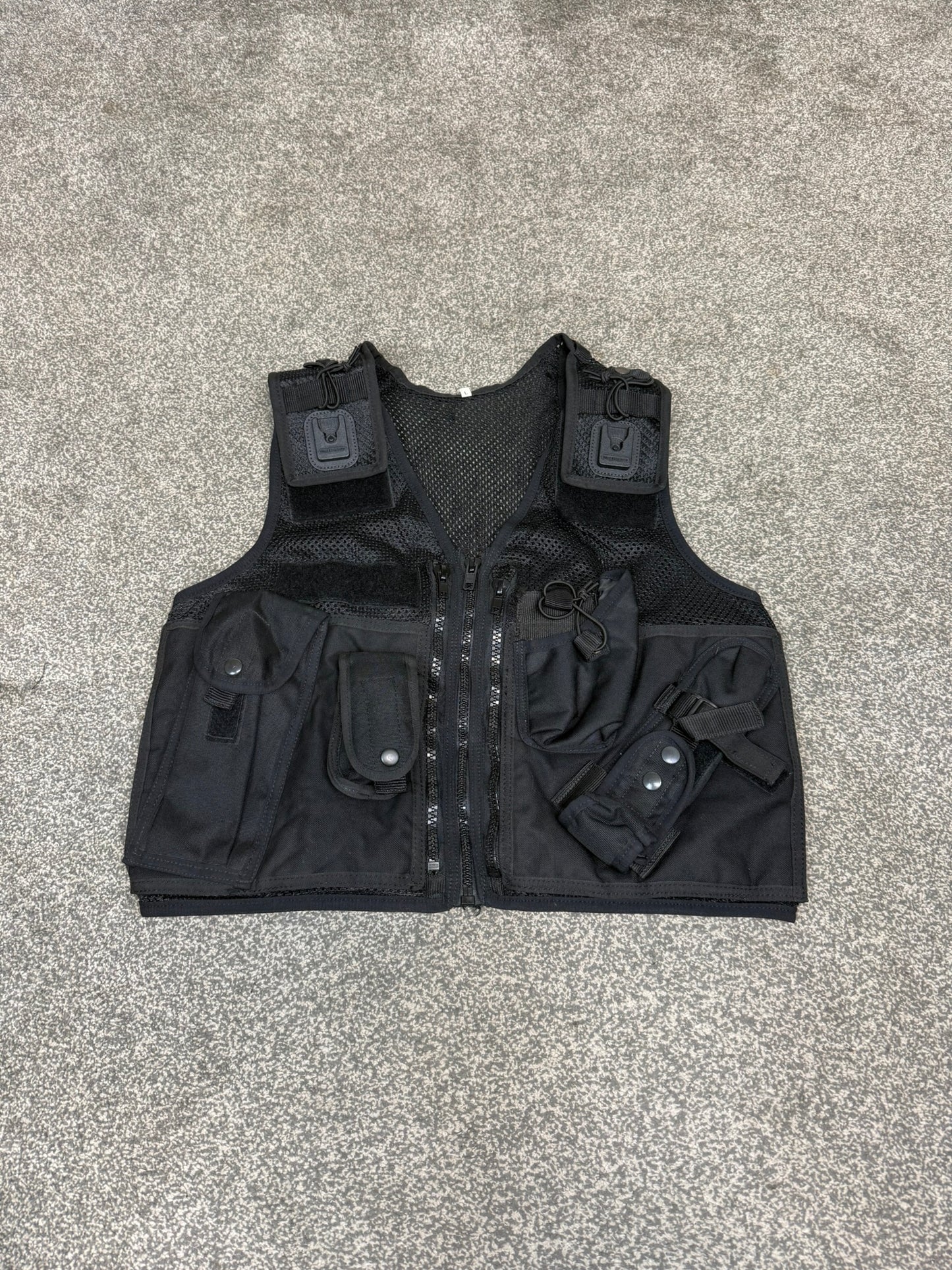 Ex Police Black Utility Tac Vest LARGE Equipment Vest Security Patrol Airsoft