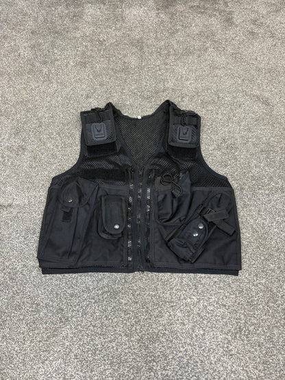 Ex Police Black Utility Tac Vest LARGE Equipment Vest Security Patrol Airsoft