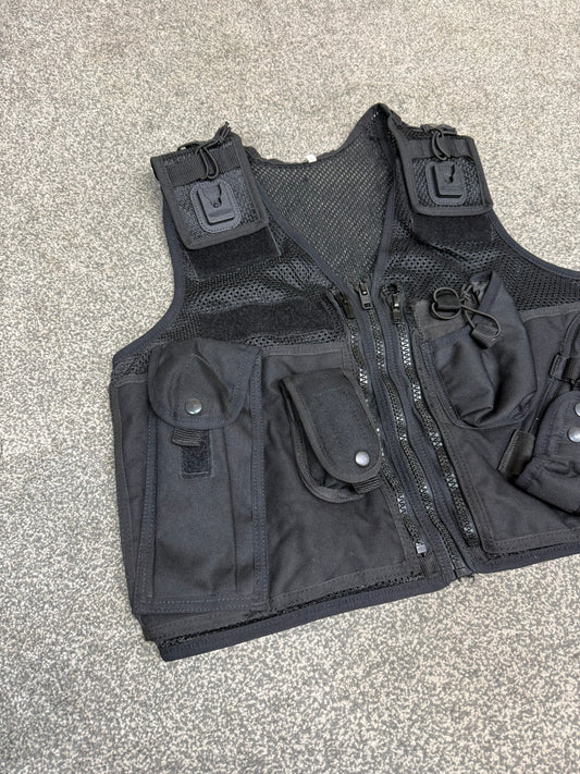 Ex Police Black Utility Tac Vest LARGE Equipment Vest Security Patrol Airsoft