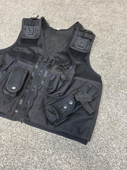 Ex Police Black Utility Tac Vest LARGE Equipment Vest Security Patrol Airsoft