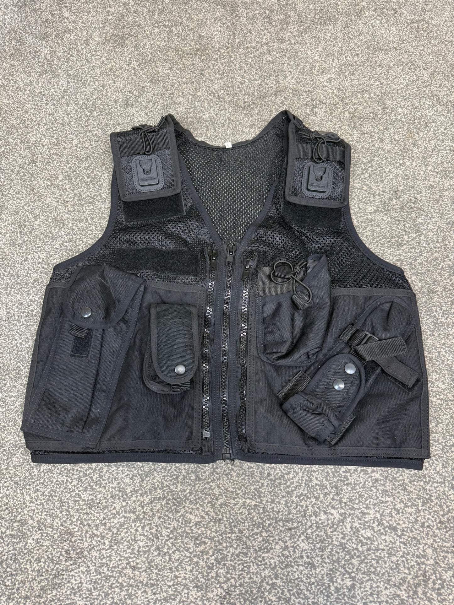 Ex Police Black Utility Tac Vest LARGE Equipment Vest Security Patrol Airsoft