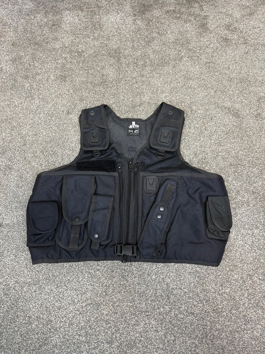 Ex Police Arktis Black Utility Tac Vest LARGE Equipment Vest Security Patrol Airsoft