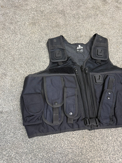 Ex Police Arktis Black Utility Tac Vest LARGE Equipment Vest Security Patrol Airsoft