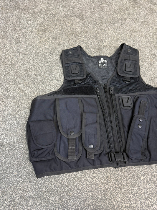 Ex Police Arktis Black Utility Tac Vest LARGE Equipment Vest Security Patrol Airsoft