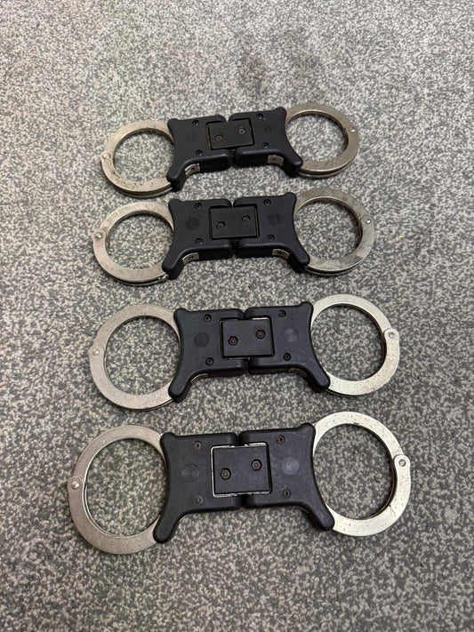 4x Ex Police Hiatt Folding Handcuffs Job Lot Cuffs Spares Repair Film Props